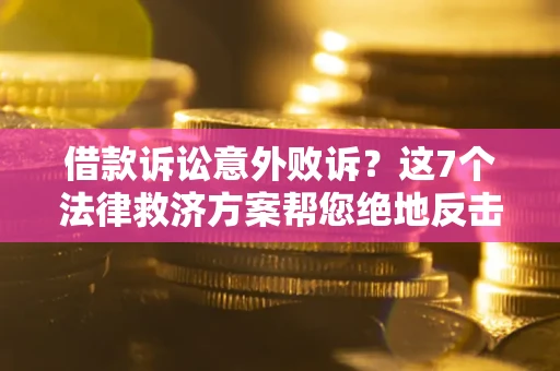 武汉借款诉讼意外败诉？这7个法律救济方案帮您绝地反击！
